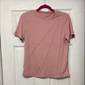 SHEIN Pink Asymmetrical Short Sleeve T-Shirt